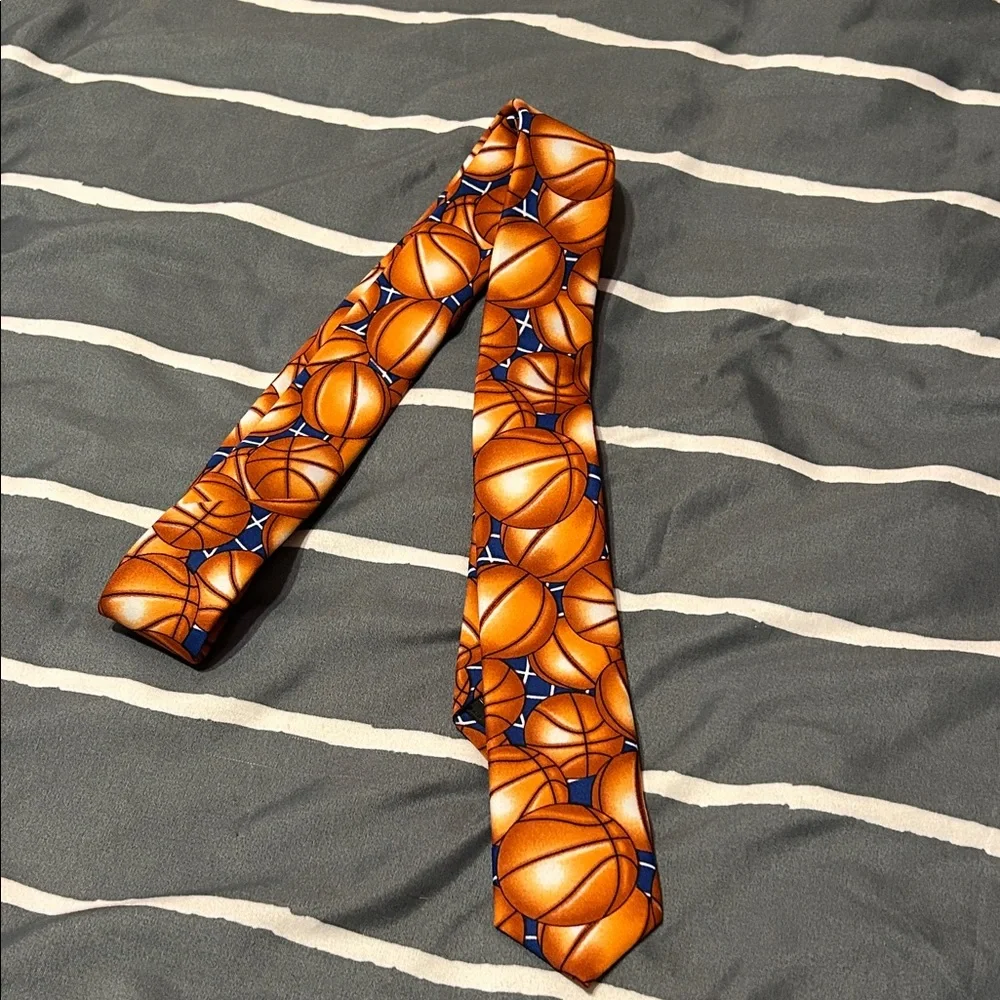 Basketball Patterned Kids Skinny Tie